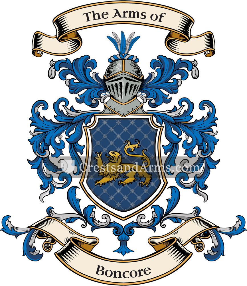 The Boncore coat of arms, drawn from the recorded blazon