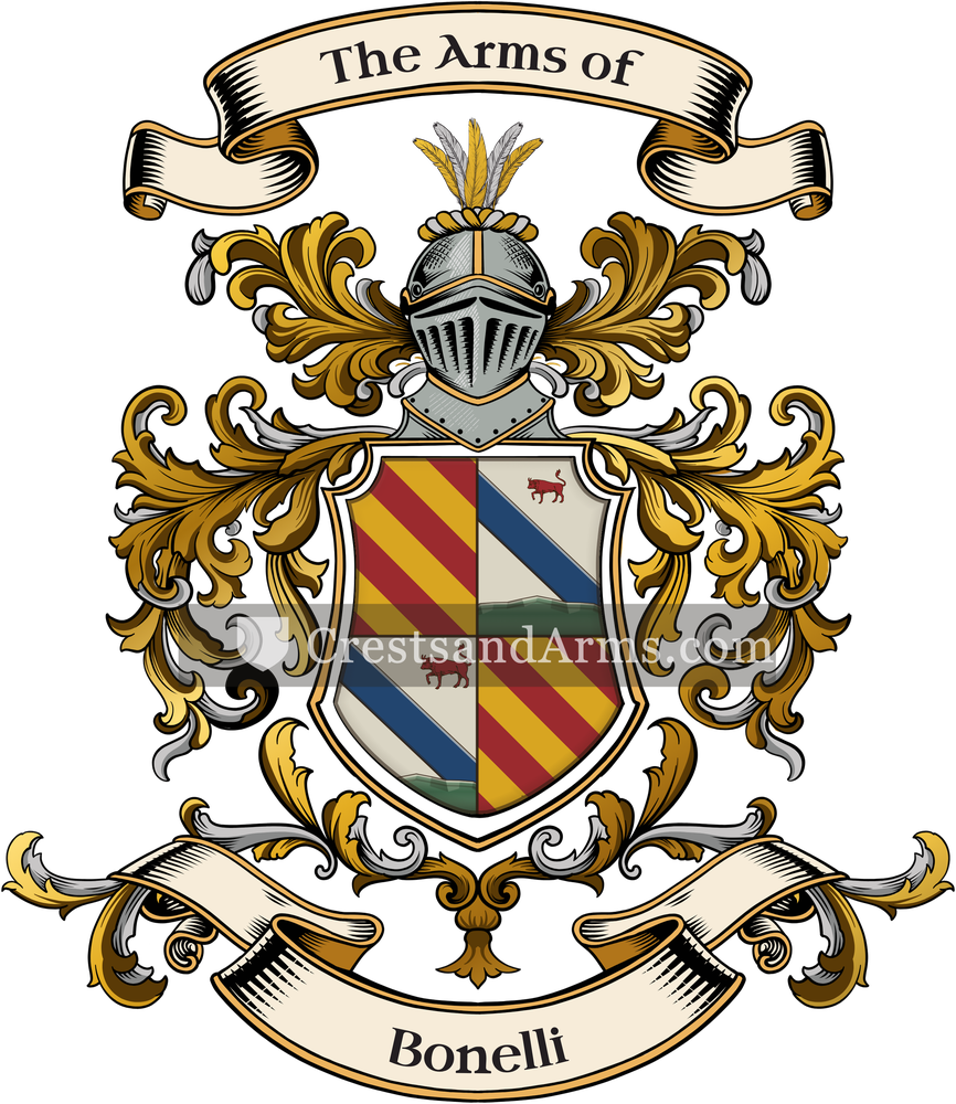 The Bonelli coat of arms, drawn from the recorded blazon