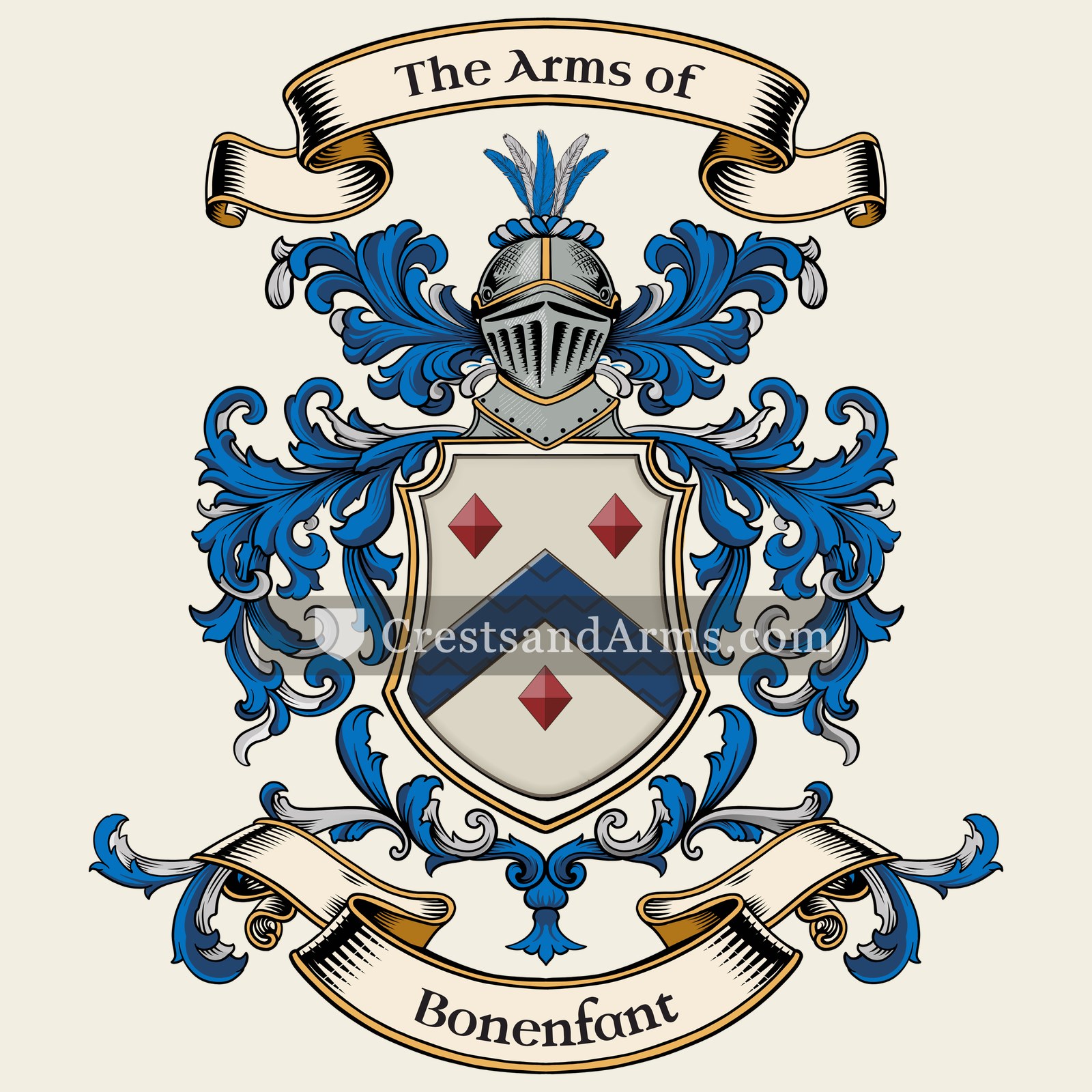The Bonenfant coat of arms, drawn from the recorded blazon