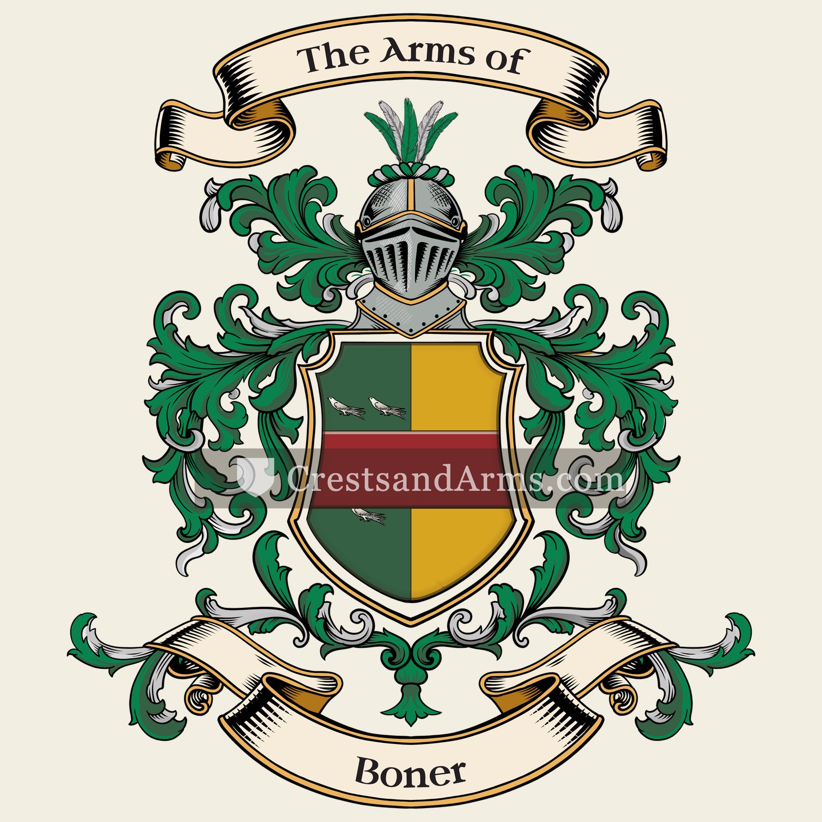 The Boner coat of arms, drawn from the recorded blazon