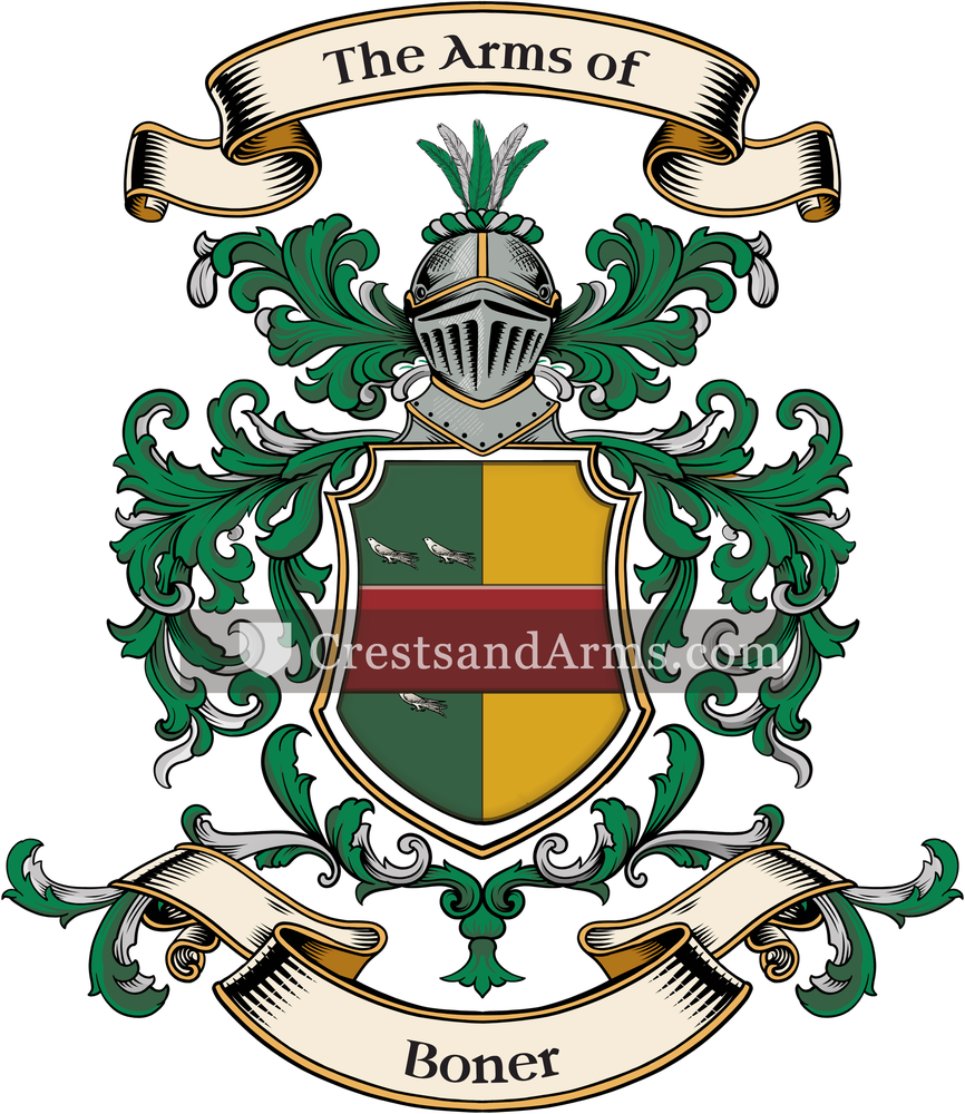 The Boner coat of arms, drawn from the recorded blazon