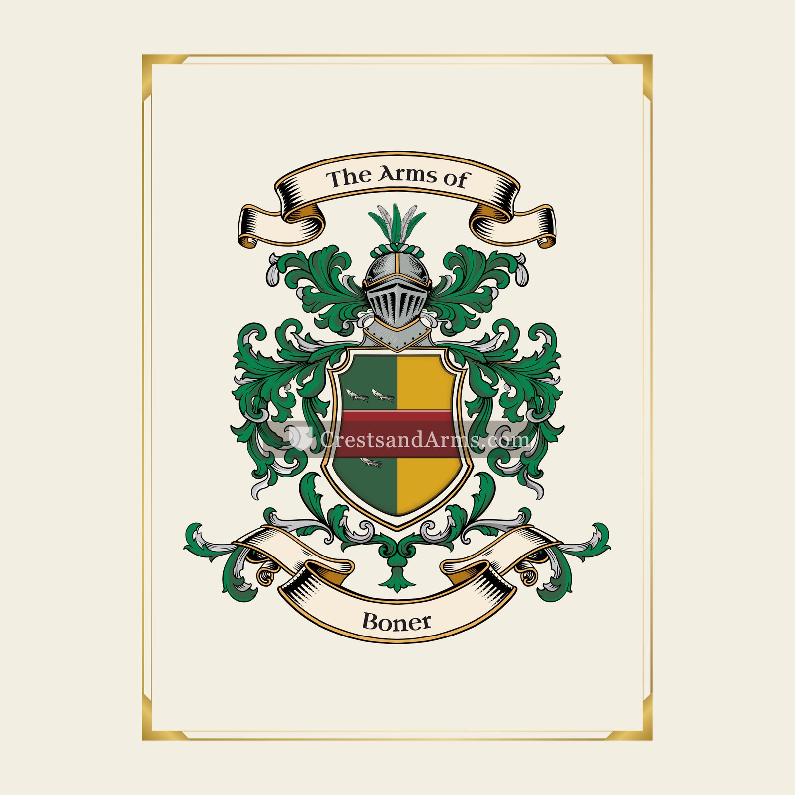 With gold border