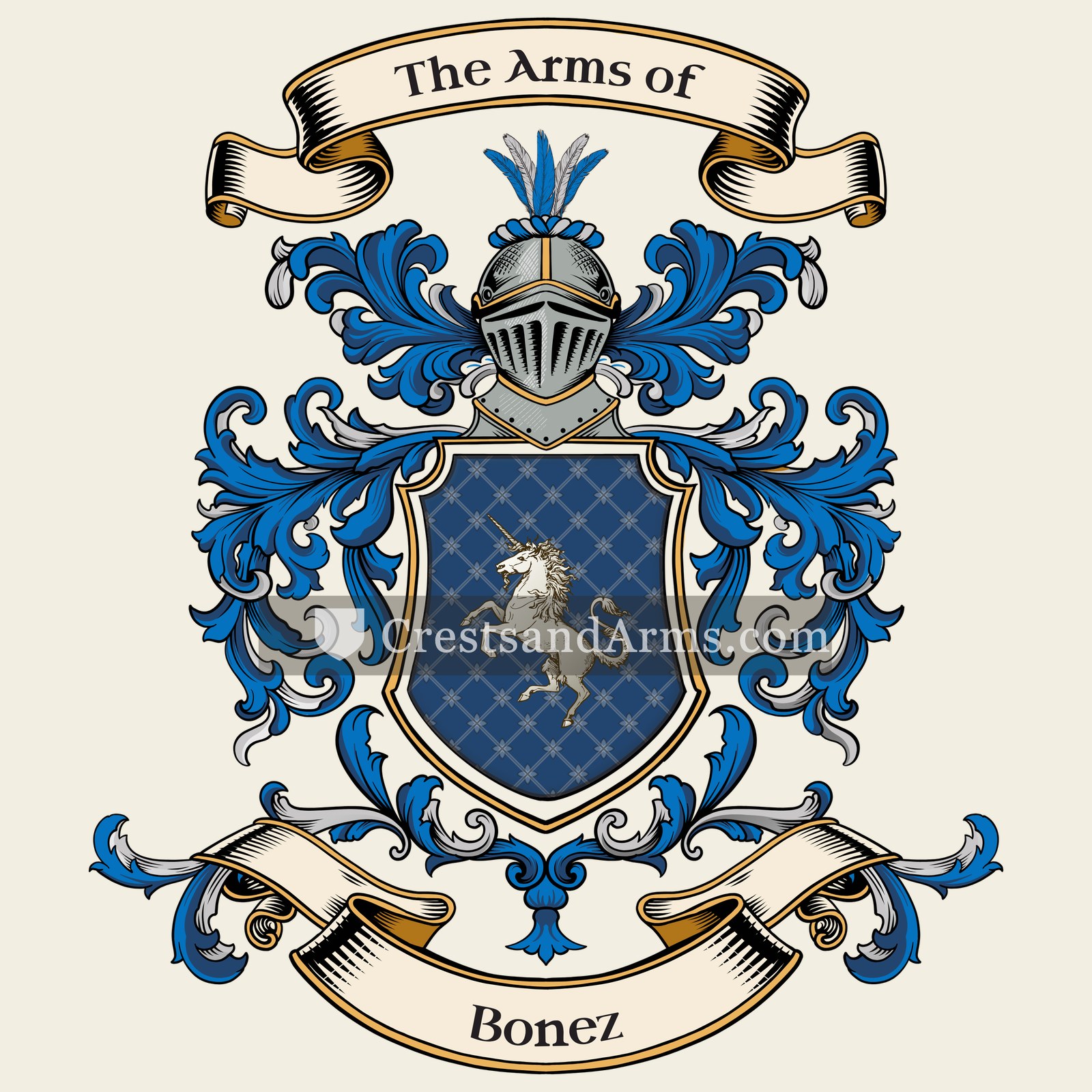 The Bonez coat of arms, drawn from the recorded blazon