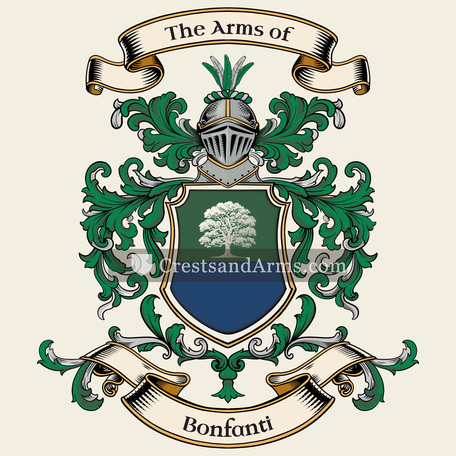 The Bonfanti coat of arms, drawn from the recorded blazon