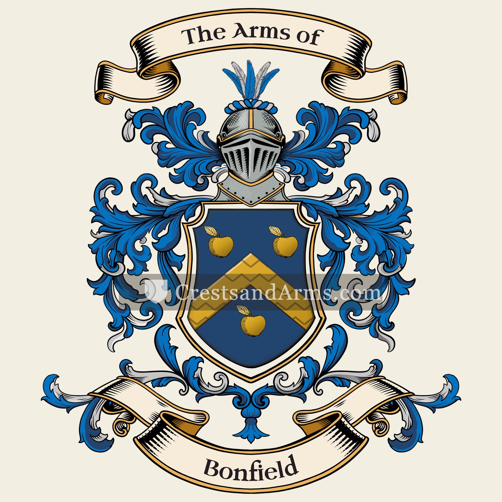 The Bonfield coat of arms, drawn from the recorded blazon