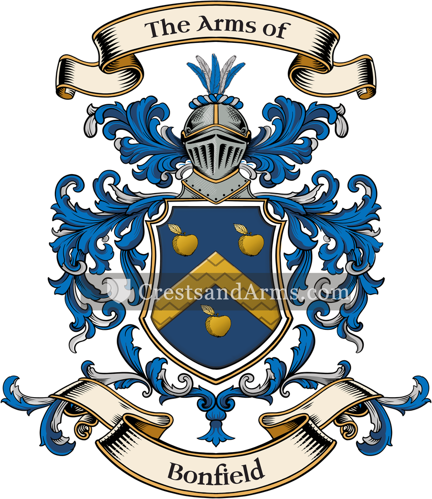The Bonfield coat of arms, drawn from the recorded blazon