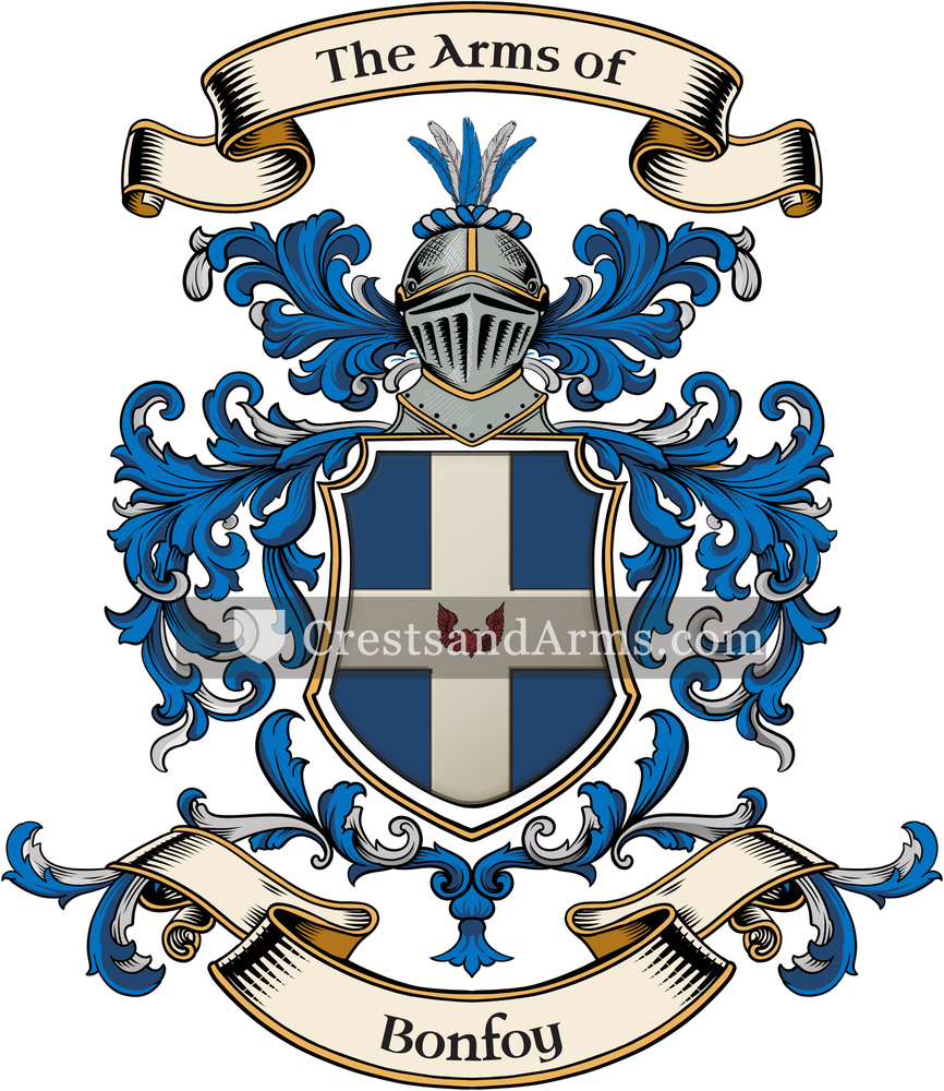 The Bonfoy coat of arms, drawn from the recorded blazon
