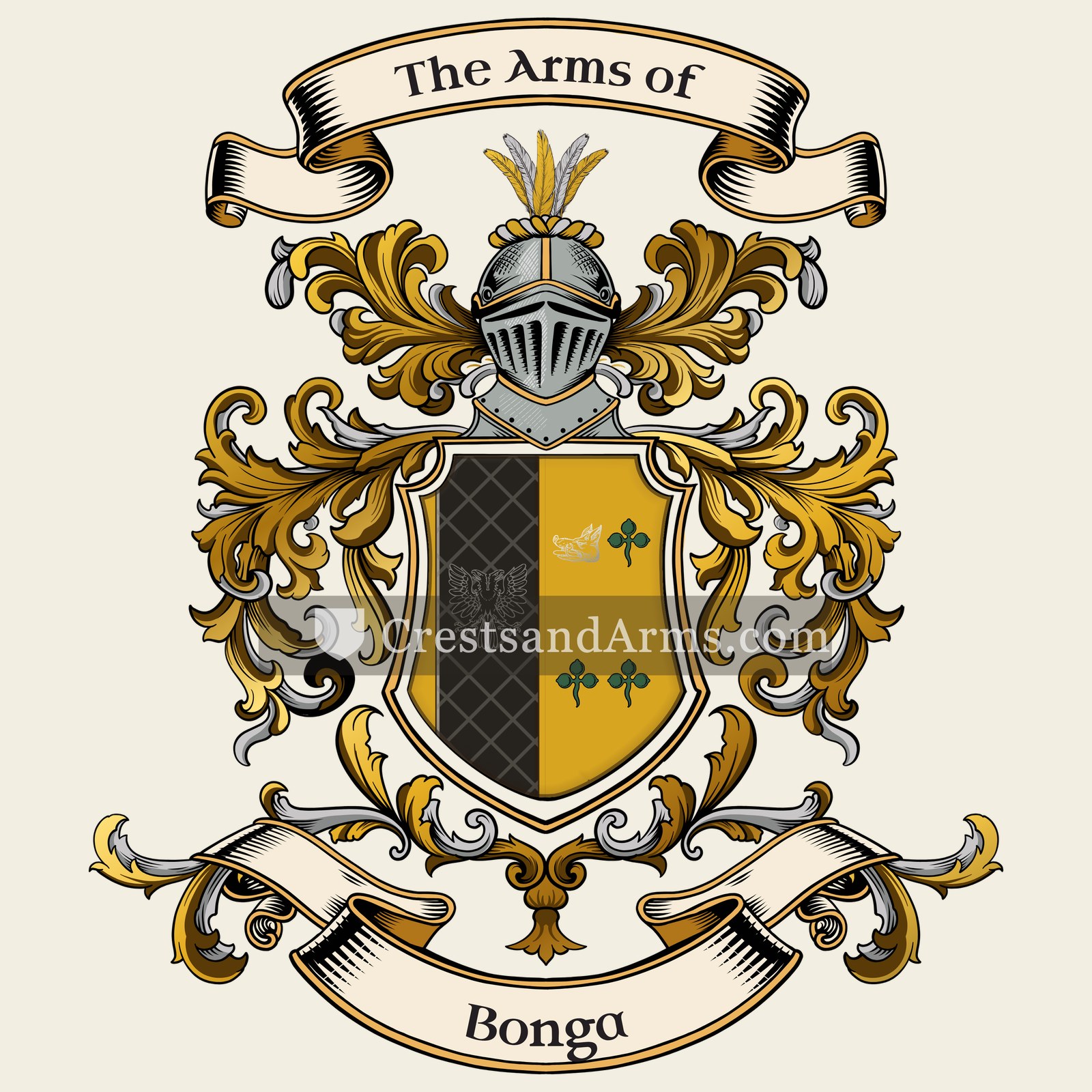 The Bonga coat of arms, drawn from the recorded blazon