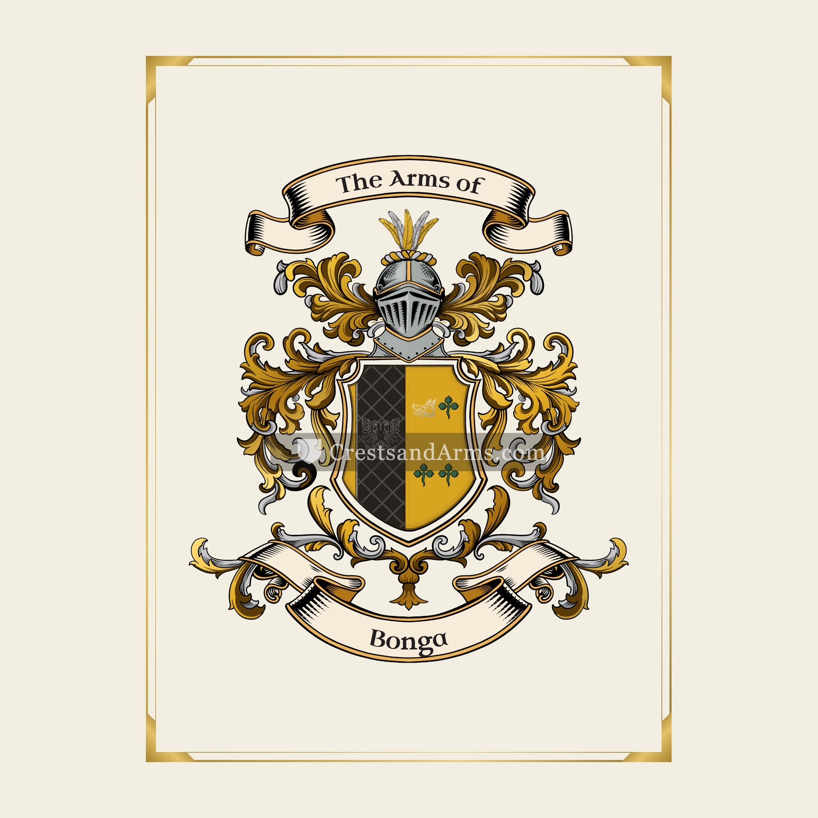 With gold border