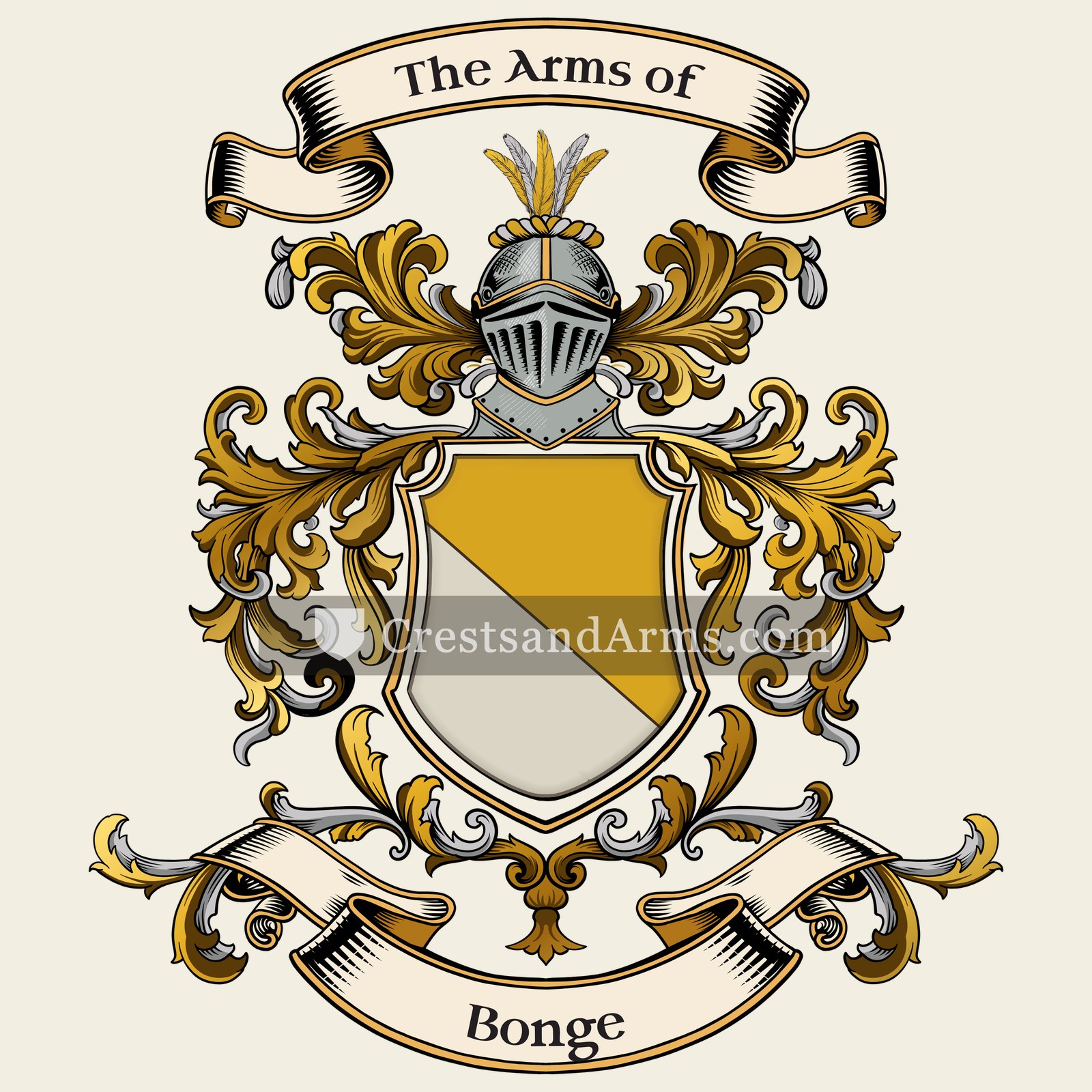 The Bonge coat of arms, drawn from the recorded blazon