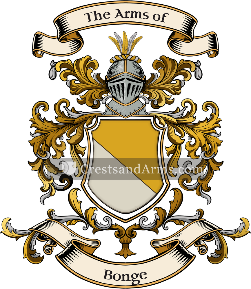 The Bonge coat of arms, drawn from the recorded blazon