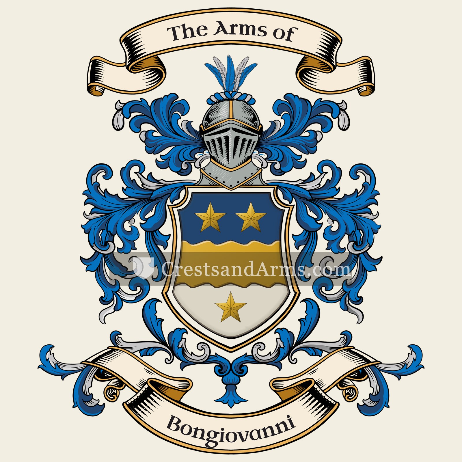 The Bongiovanni coat of arms, drawn from the recorded blazon