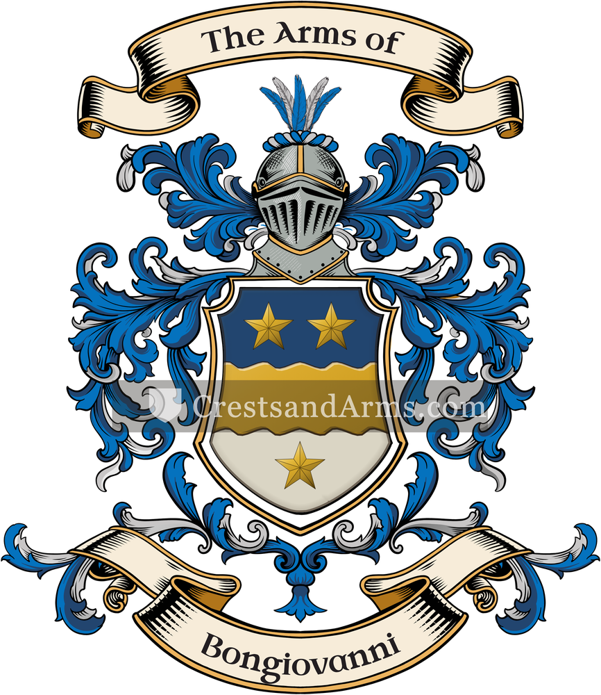 The Bongiovanni coat of arms, drawn from the recorded blazon