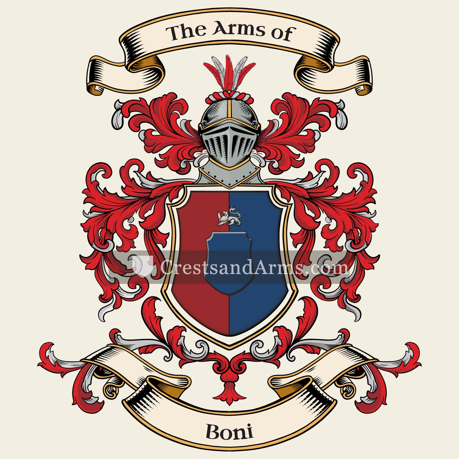 The Boni coat of arms, drawn from the recorded blazon