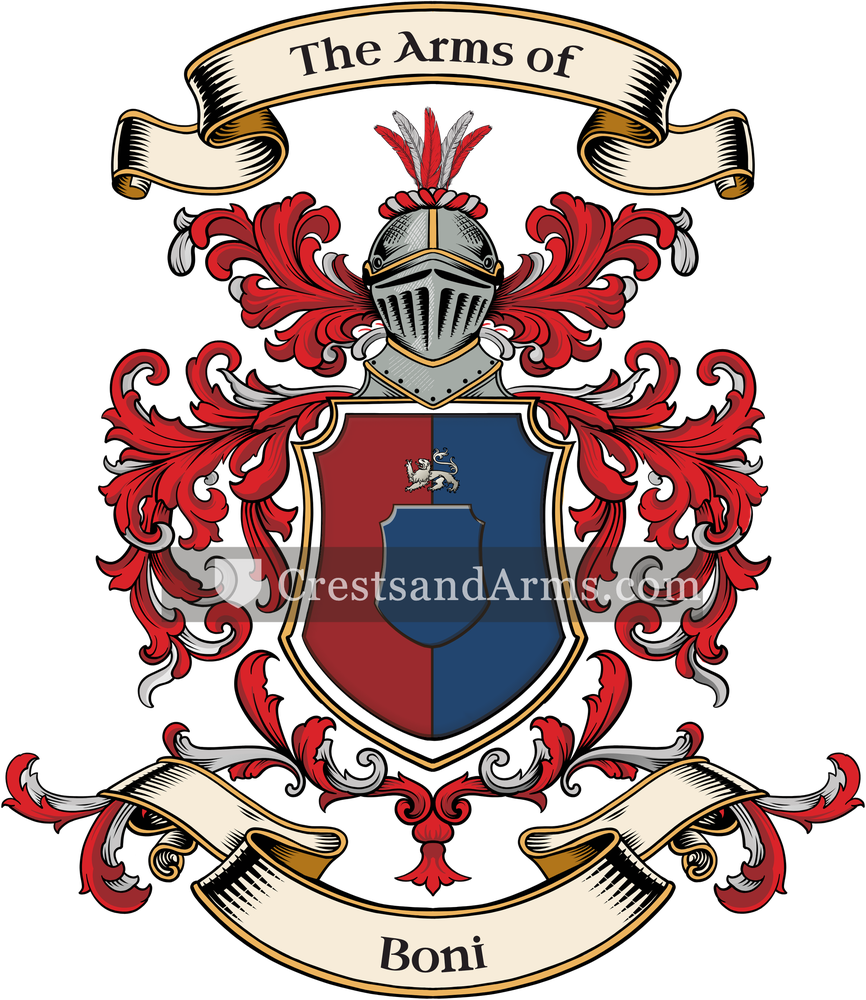 The Boni coat of arms, drawn from the recorded blazon