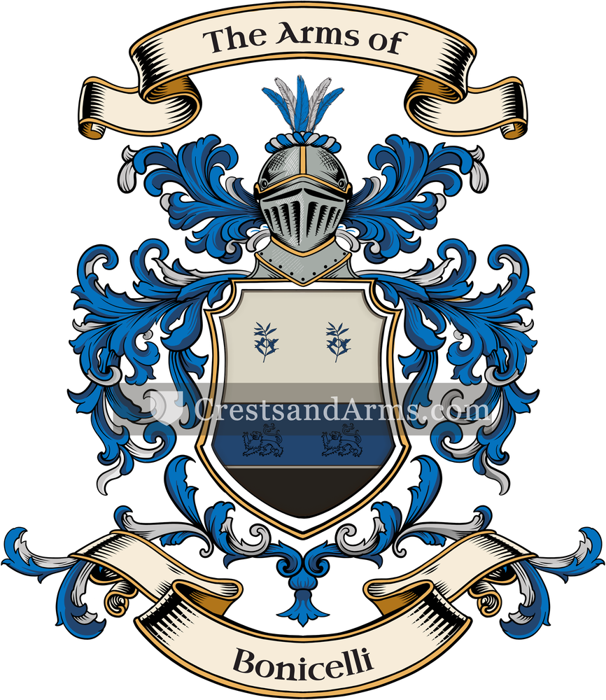 The Bonicelli coat of arms, drawn from the recorded blazon