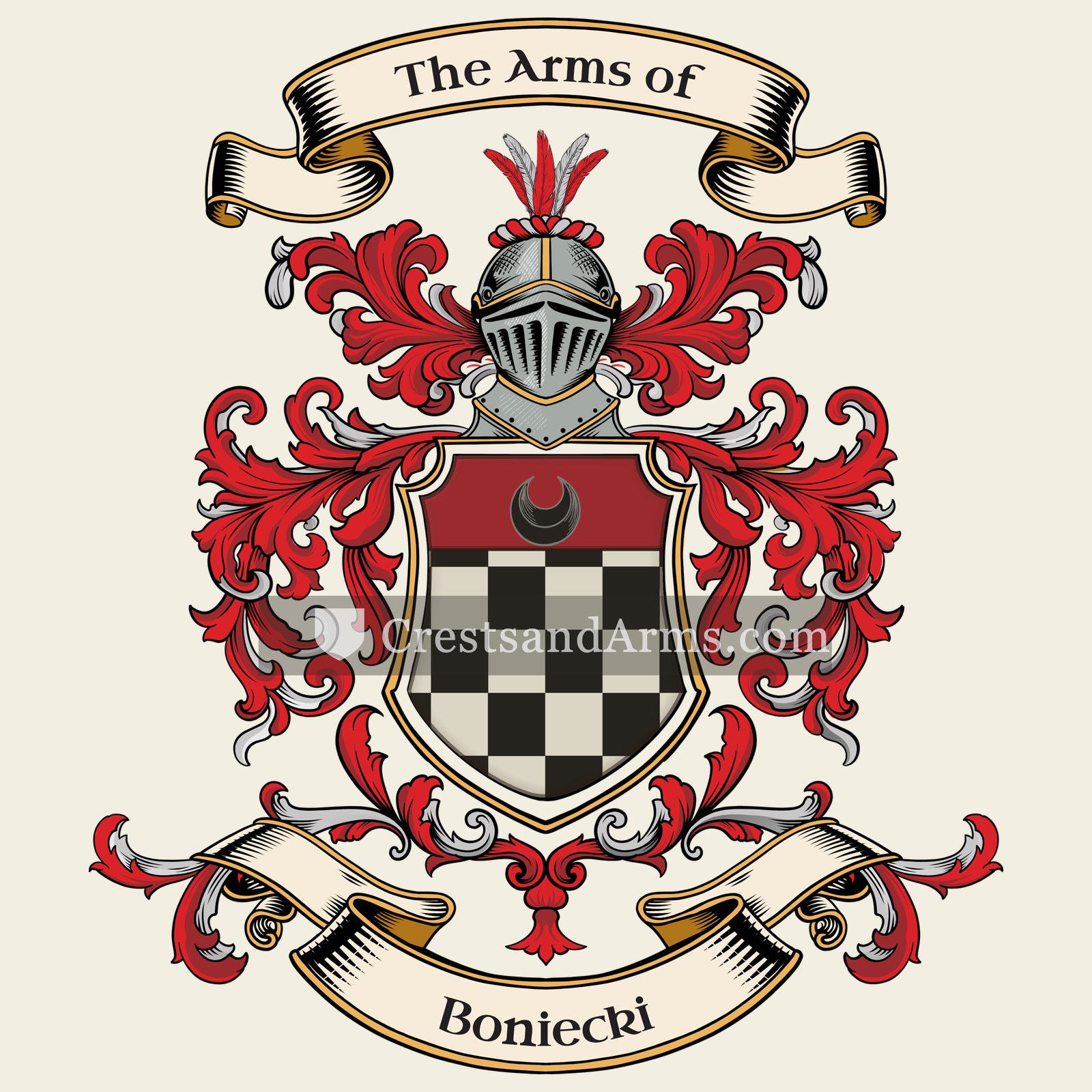 The Boniecki coat of arms, drawn from the recorded blazon