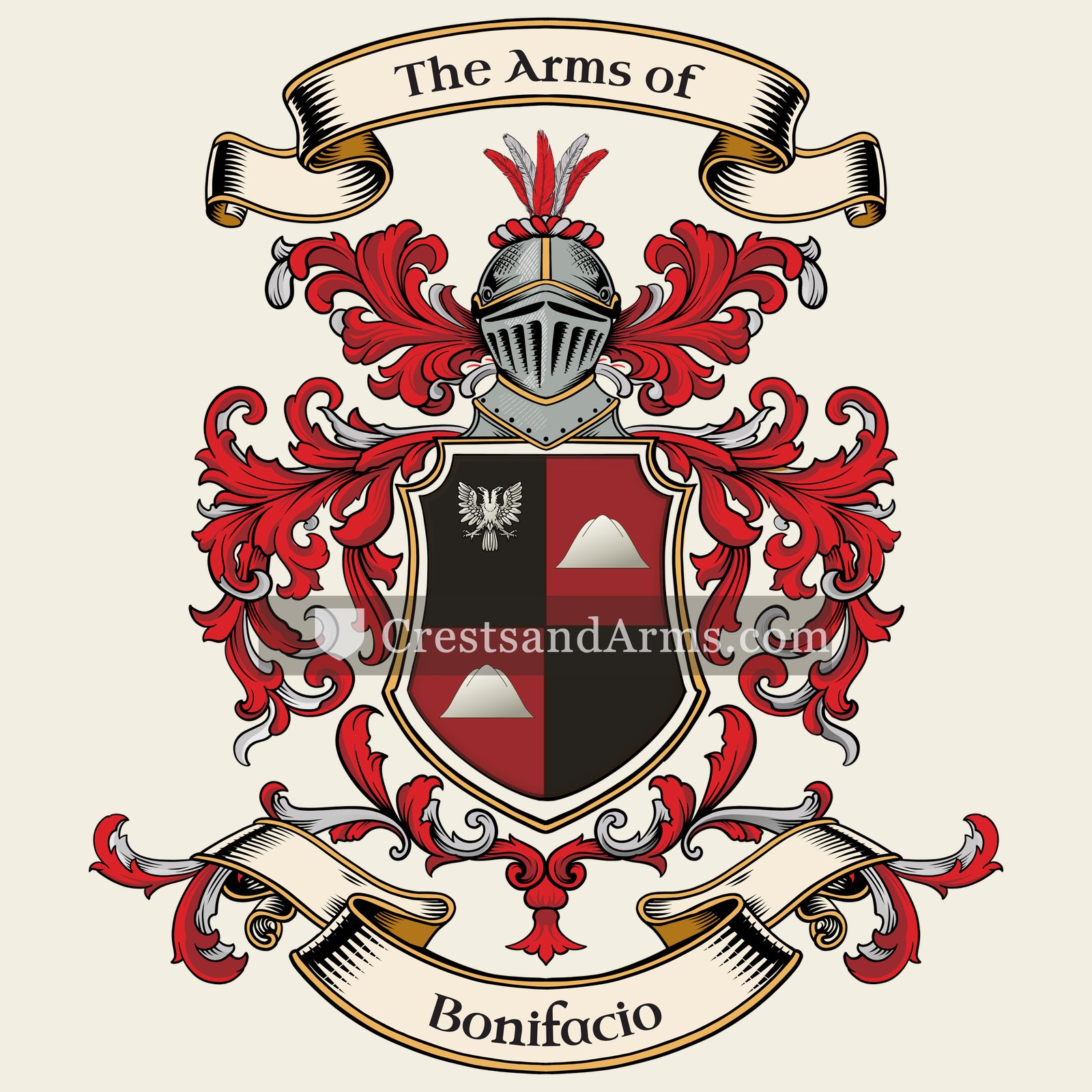 The Bonifacio coat of arms, drawn from the recorded blazon
