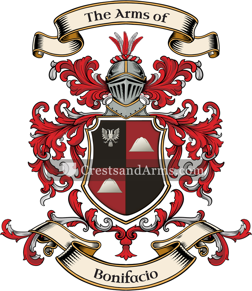 The Bonifacio coat of arms, drawn from the recorded blazon