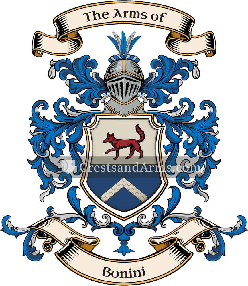 The Bonini coat of arms, drawn from the recorded blazon