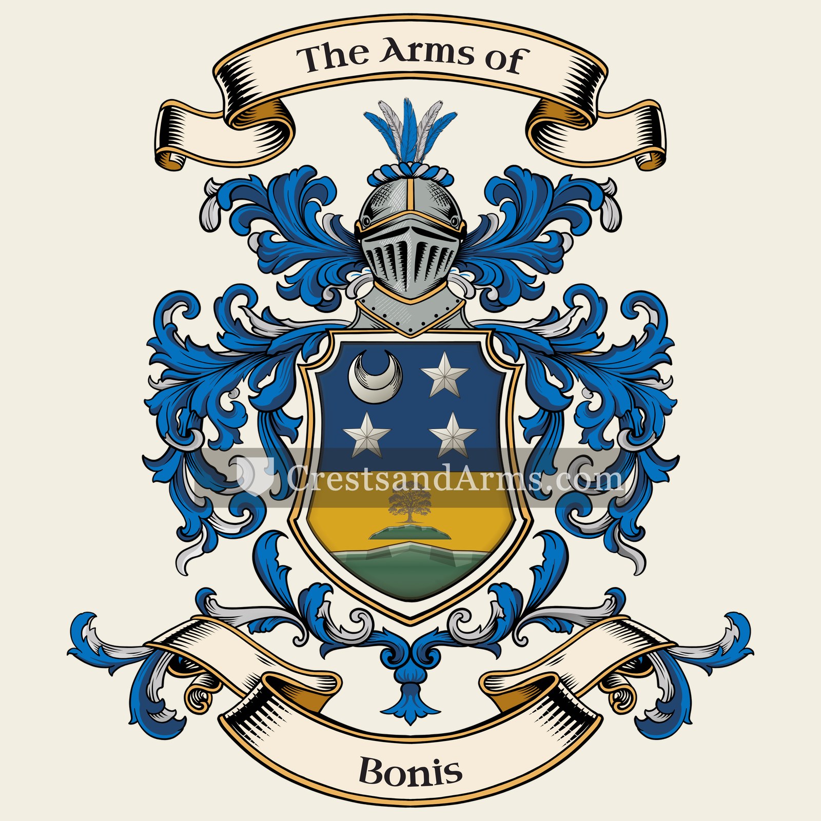 The Bonis coat of arms, drawn from the recorded blazon