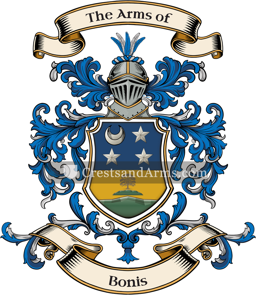 The Bonis coat of arms, drawn from the recorded blazon