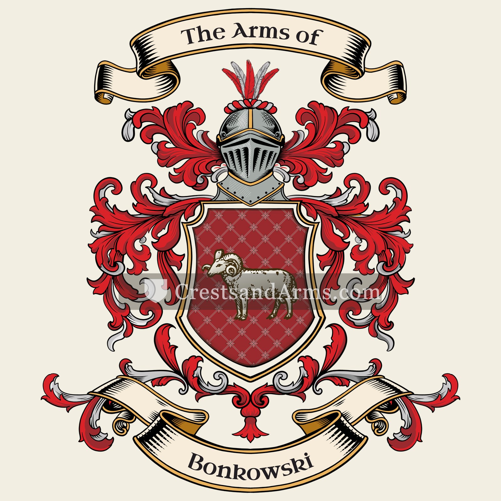 The Bonkowski coat of arms, drawn from the recorded blazon
