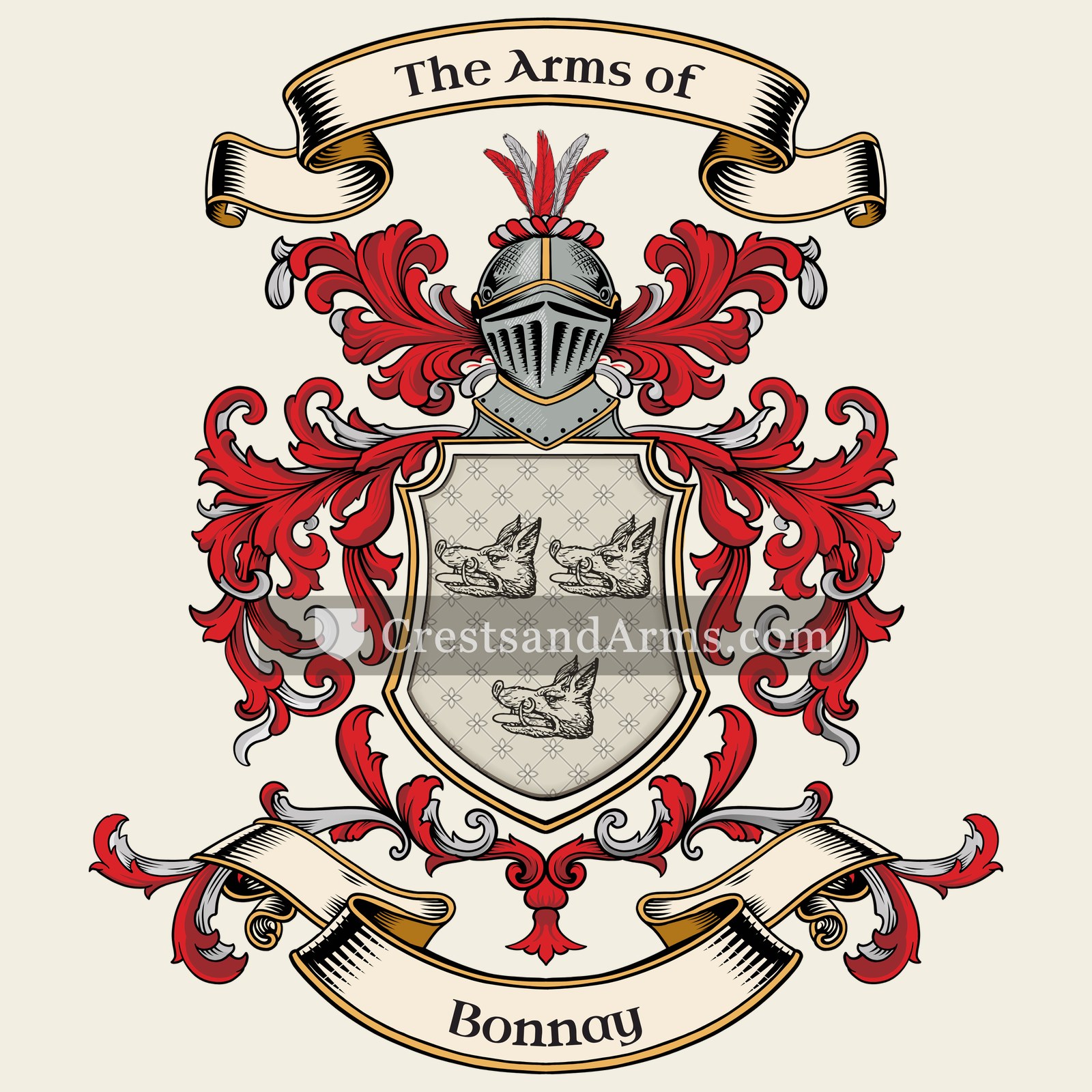 The Bonnay coat of arms, drawn from the recorded blazon