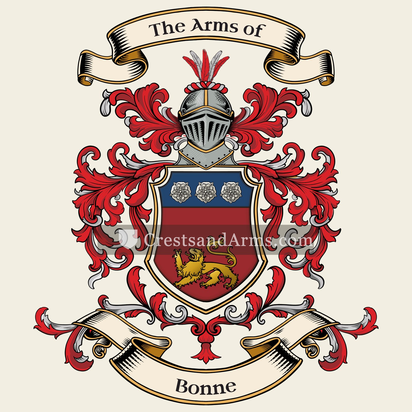 The Bonne coat of arms, drawn from the recorded blazon