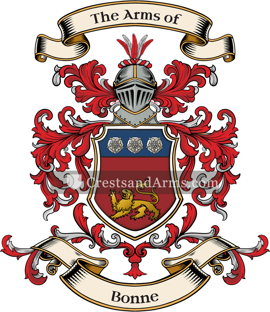 The Bonne coat of arms, drawn from the recorded blazon