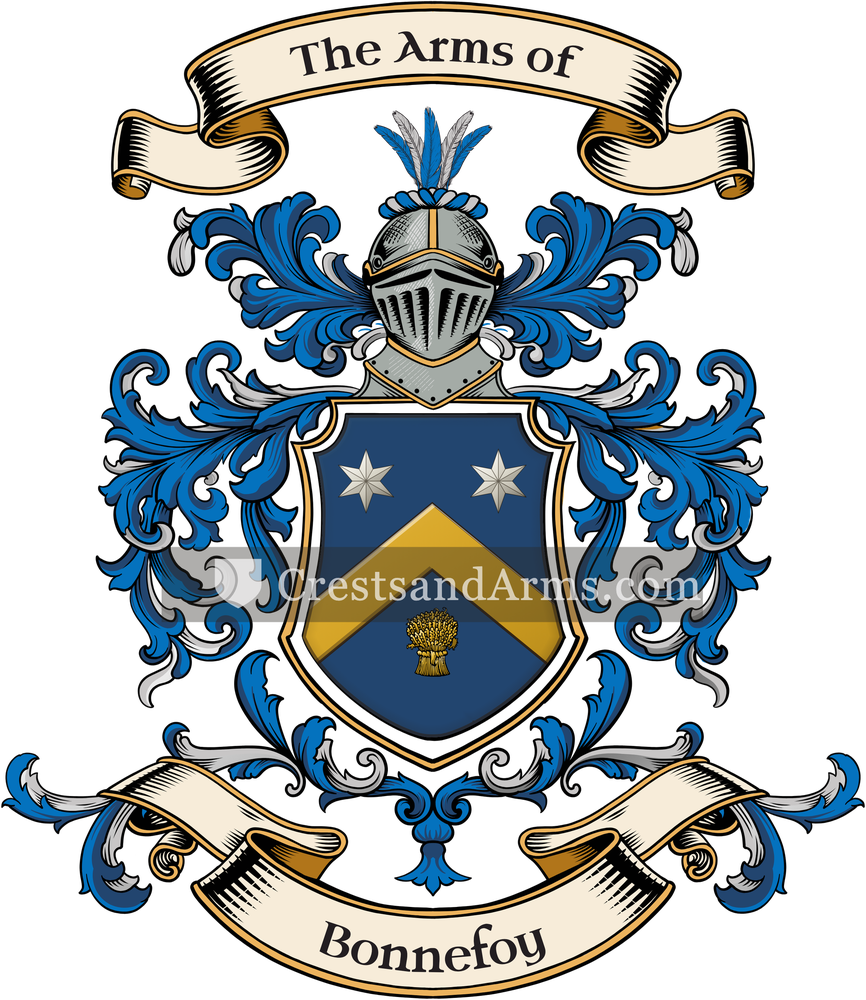 The Bonnefoy coat of arms, drawn from the recorded blazon