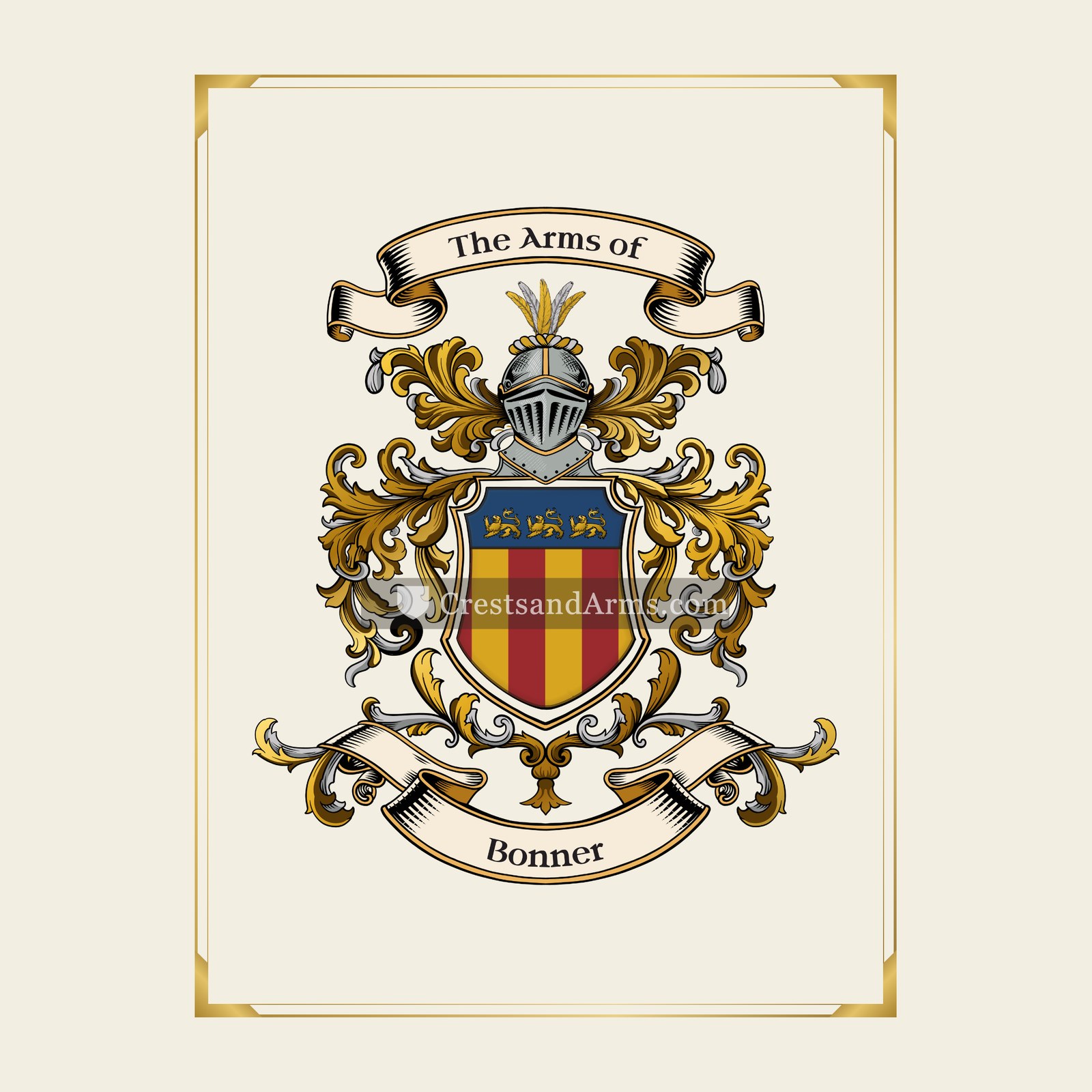With gold border