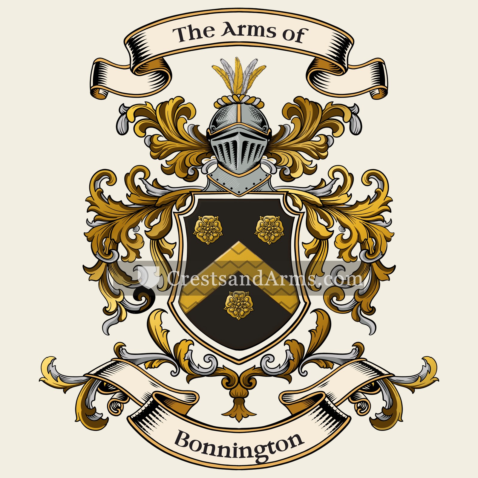 The Bonnington coat of arms, drawn from the recorded blazon