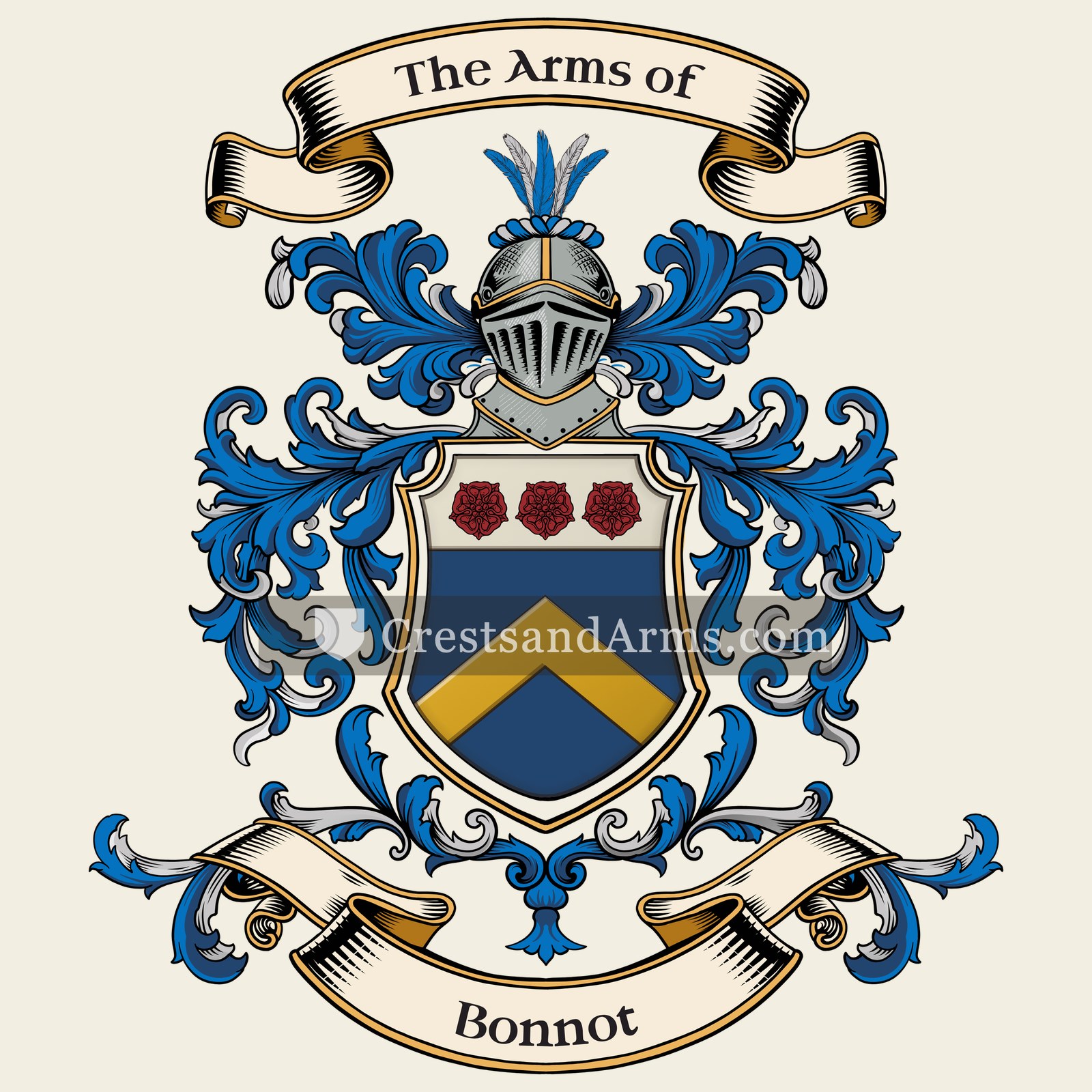 The Bonnot coat of arms, drawn from the recorded blazon