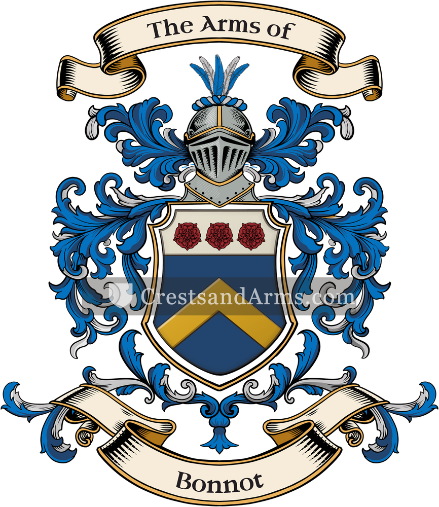The Bonnot coat of arms, drawn from the recorded blazon