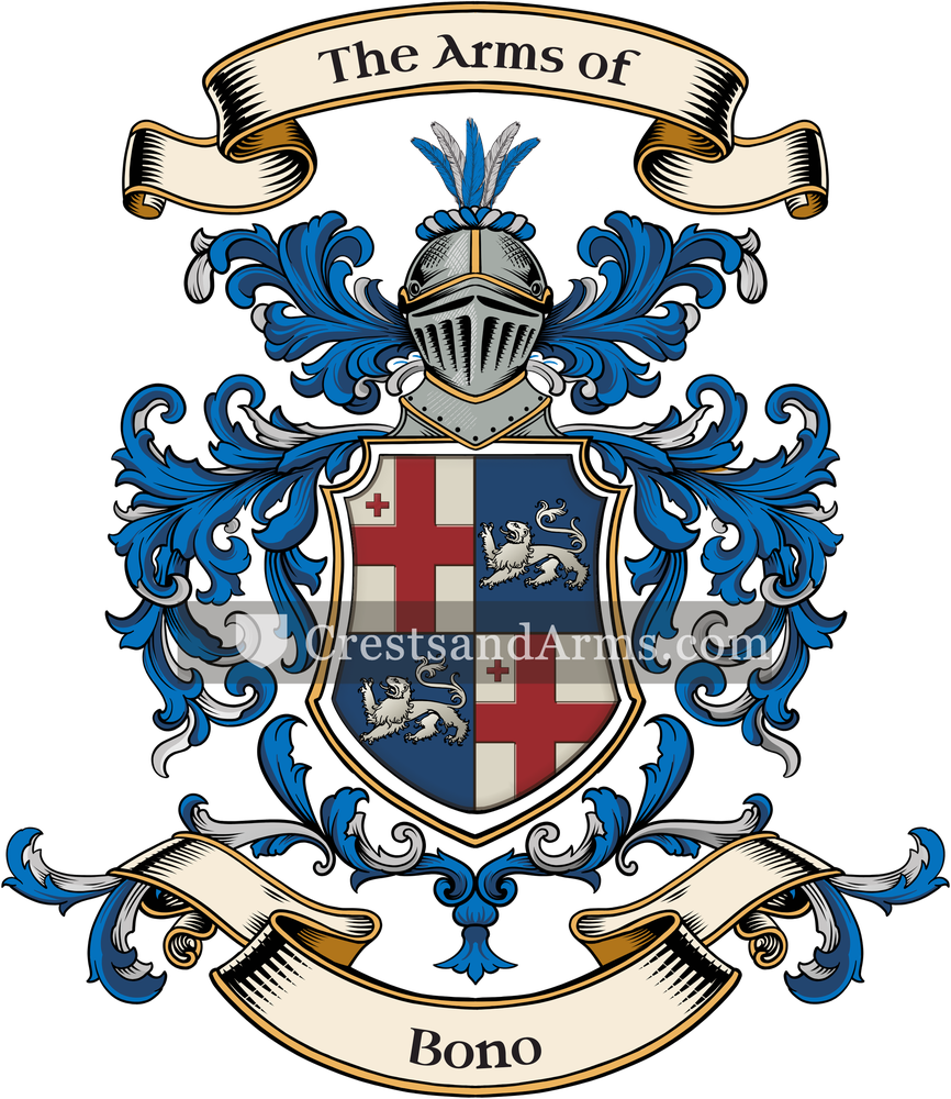 The Bono coat of arms, drawn from the recorded blazon