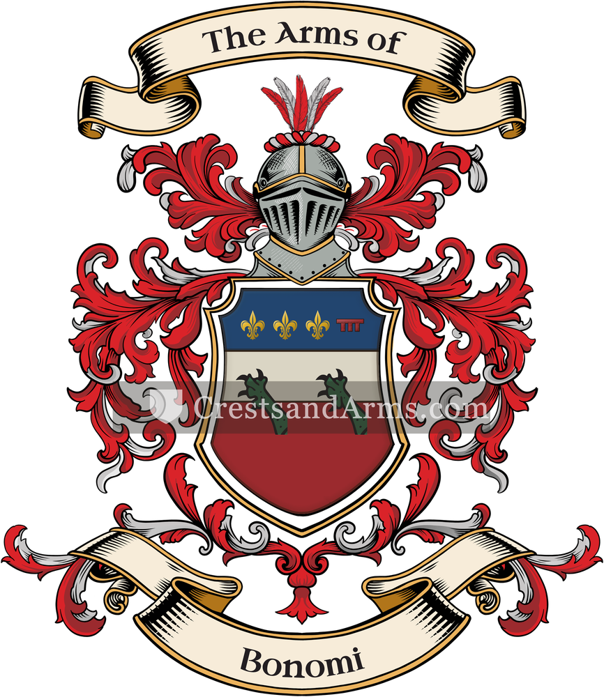 The Bonomi coat of arms, drawn from the recorded blazon