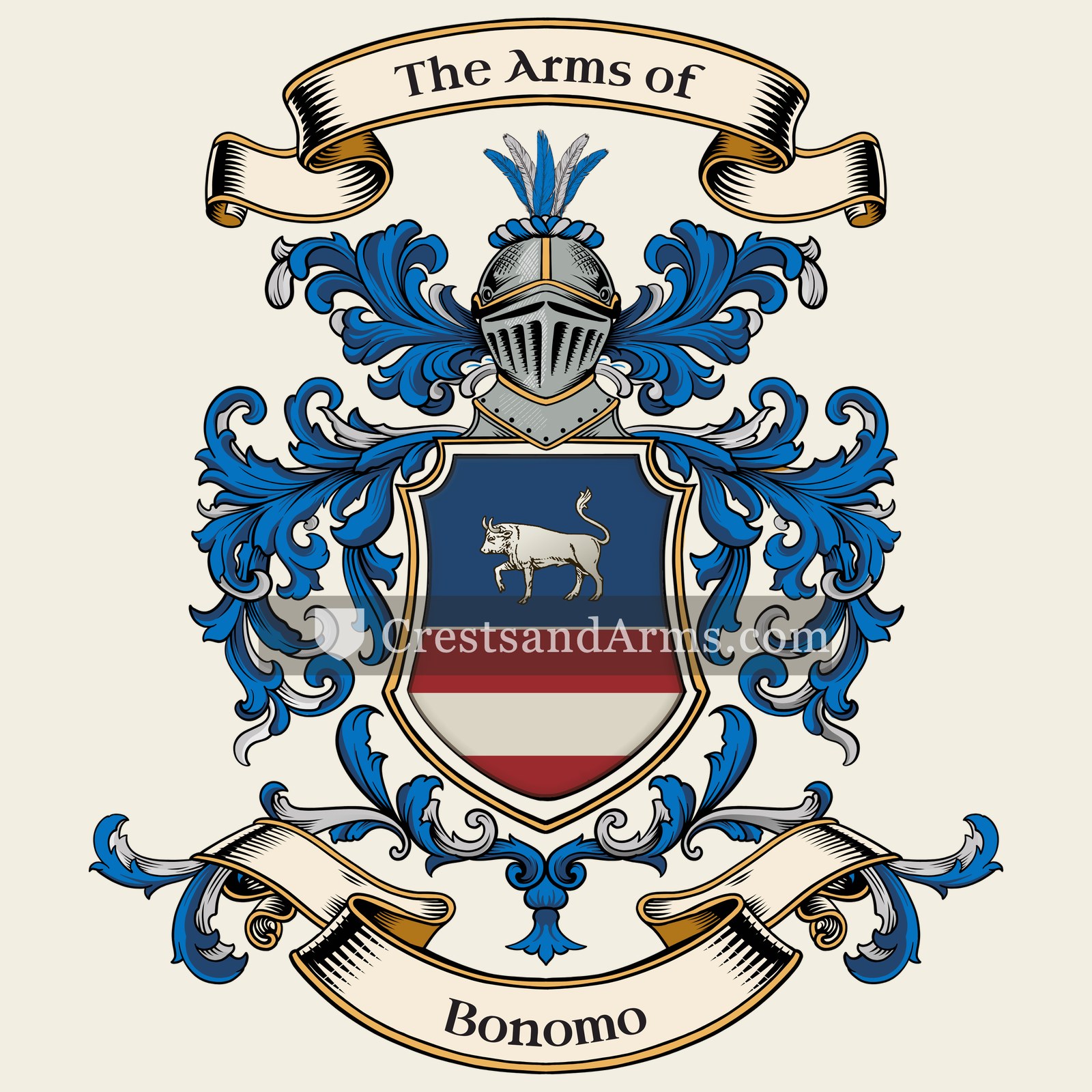 The Bonomo coat of arms, drawn from the recorded blazon