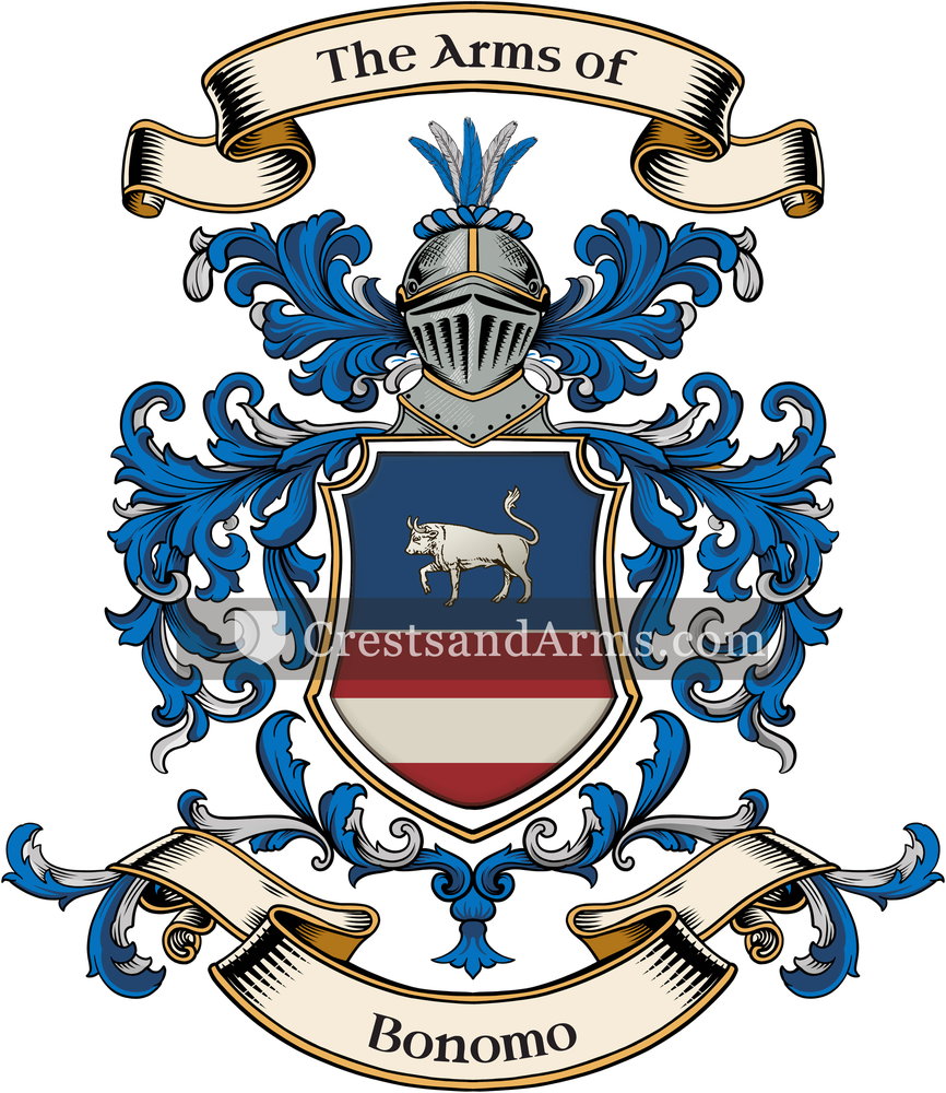 The Bonomo coat of arms, drawn from the recorded blazon
