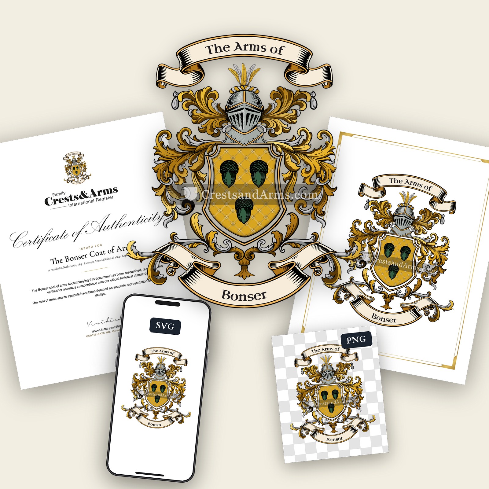 The Bonser arms on the coat of arms — digital pack