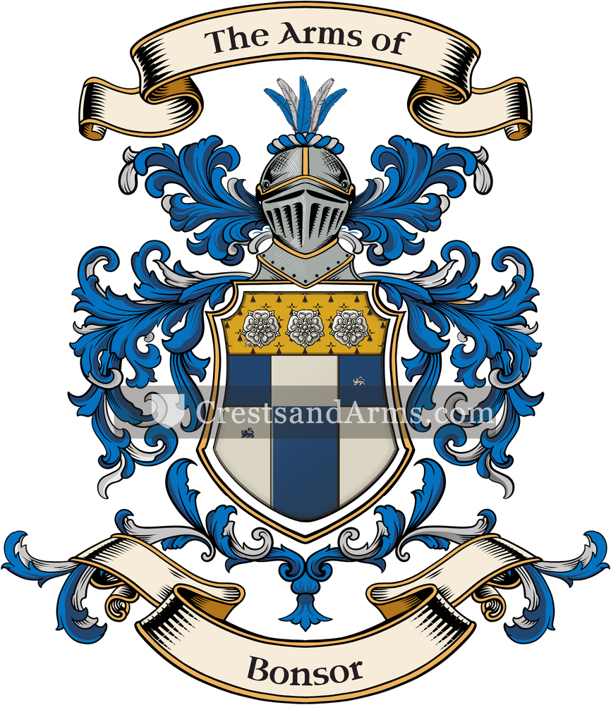 The Bonsor coat of arms, drawn from the recorded blazon