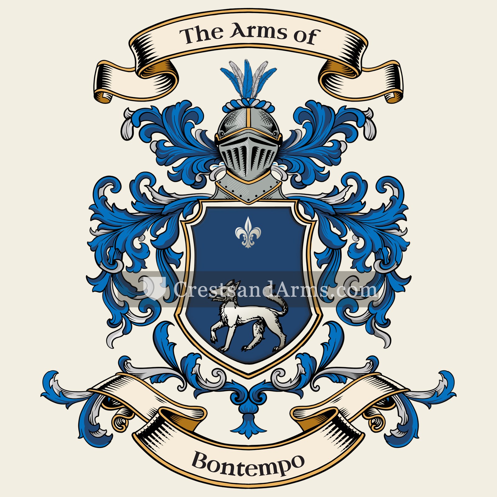 The Bontempo coat of arms, drawn from the recorded blazon