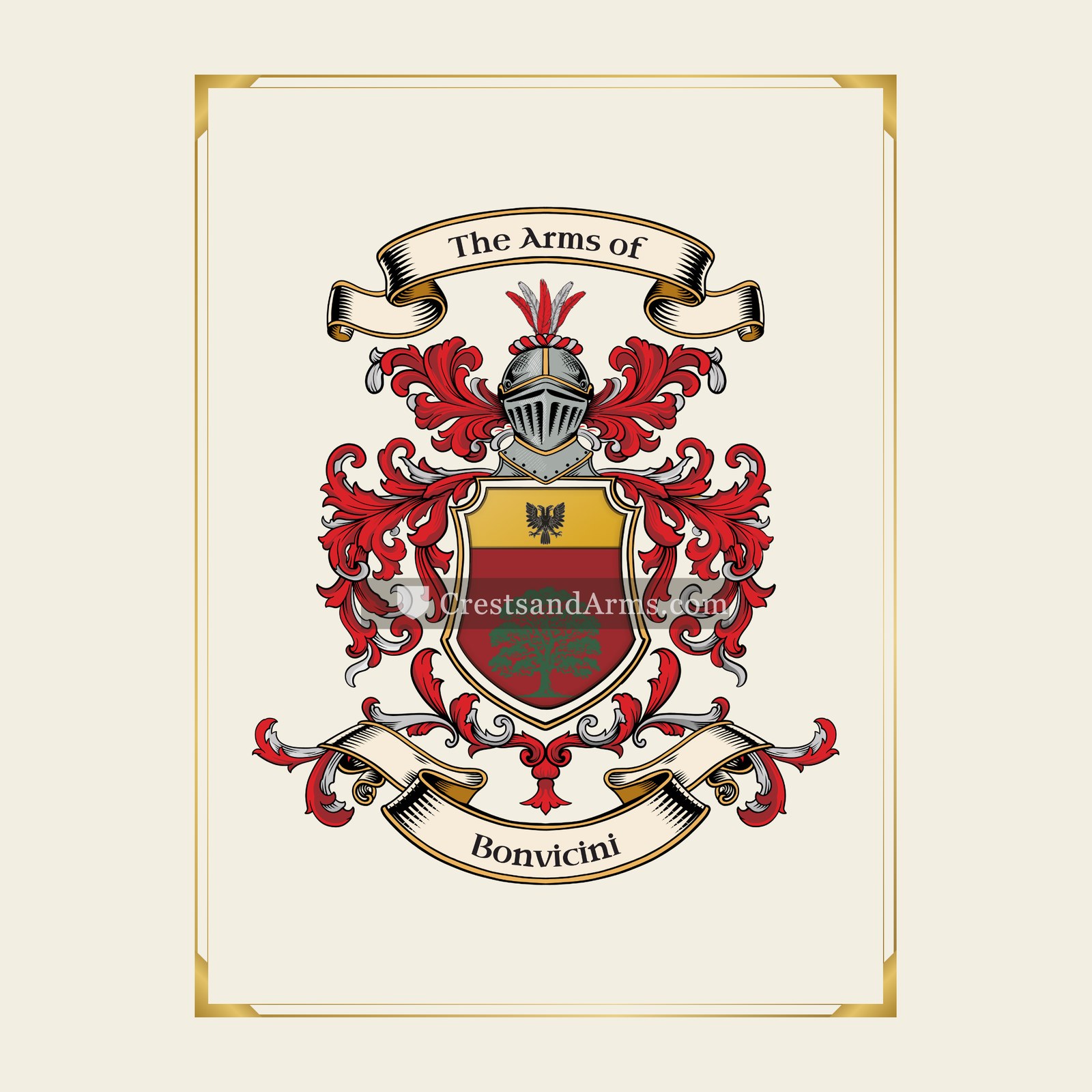 With gold border