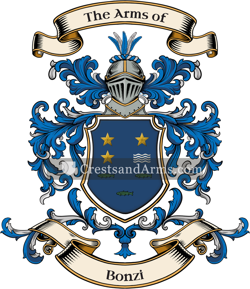The Bonzi coat of arms, drawn from the recorded blazon