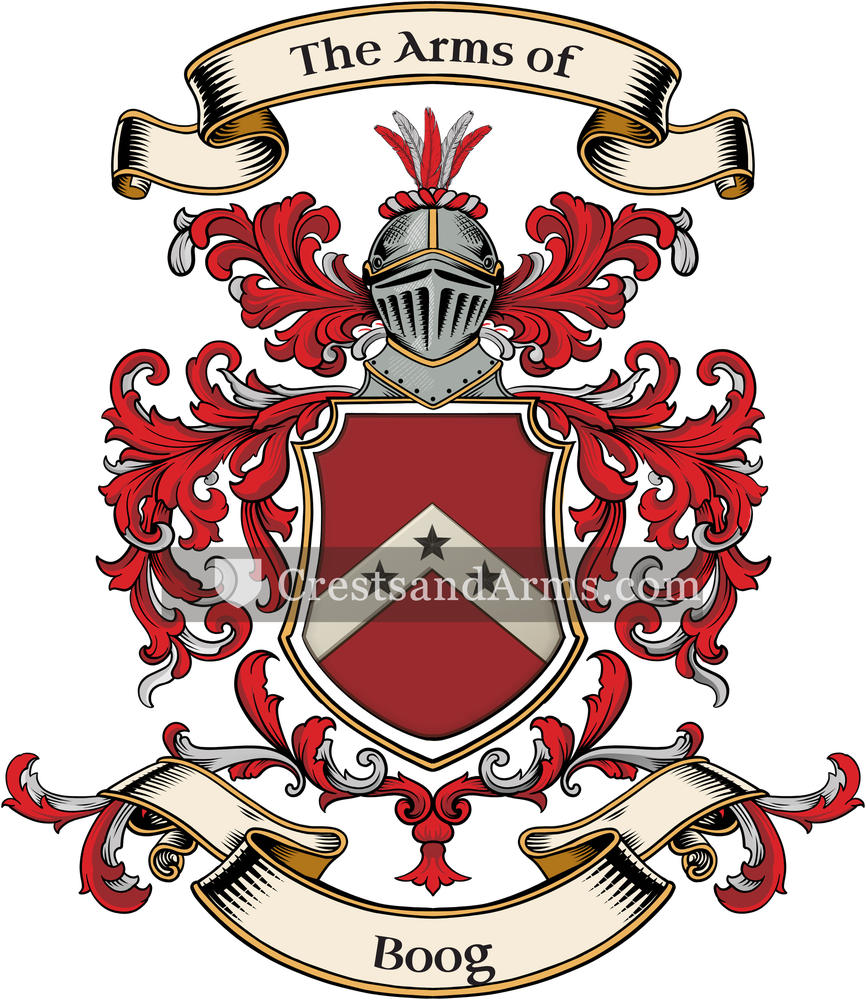The Boog coat of arms, drawn from the recorded blazon