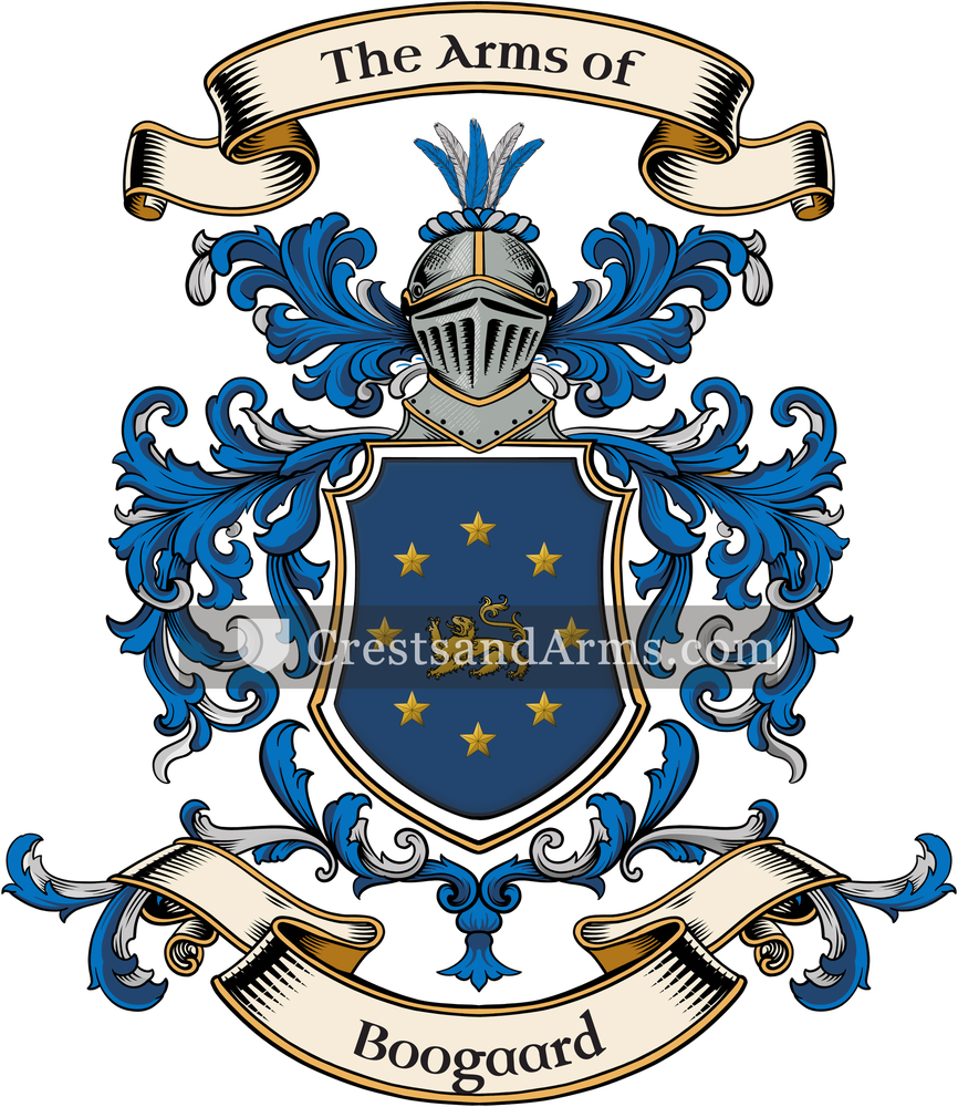 The Boogaard coat of arms, drawn from the recorded blazon