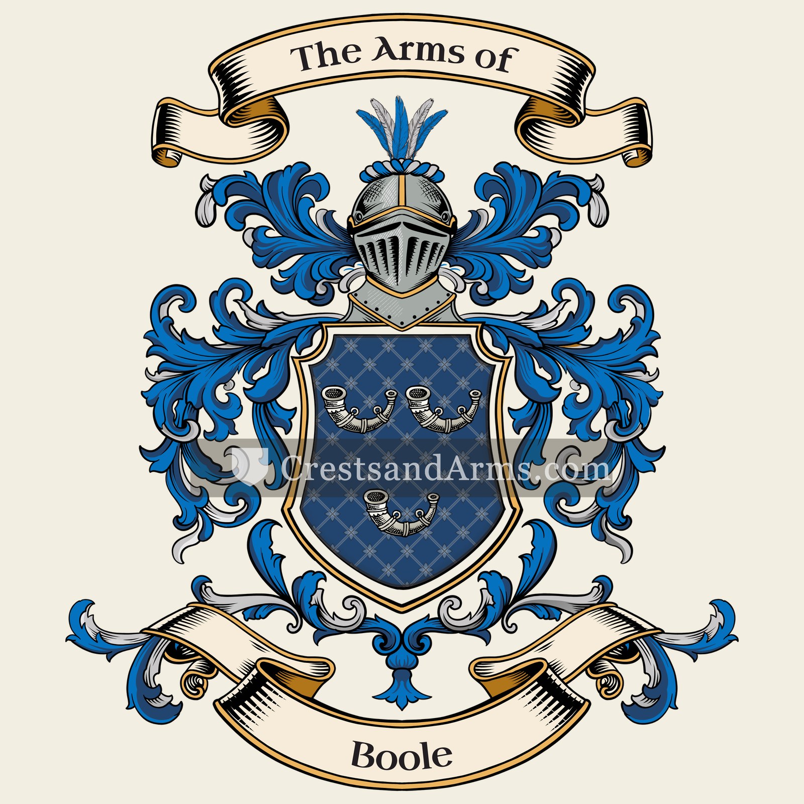 The Boole coat of arms, drawn from the recorded blazon