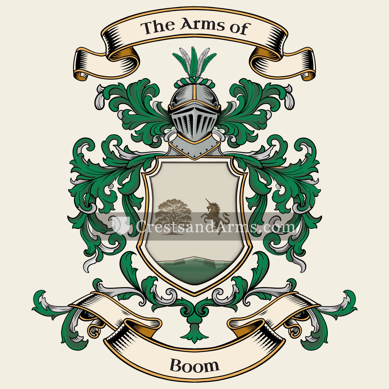 The Boom coat of arms, drawn from the recorded blazon