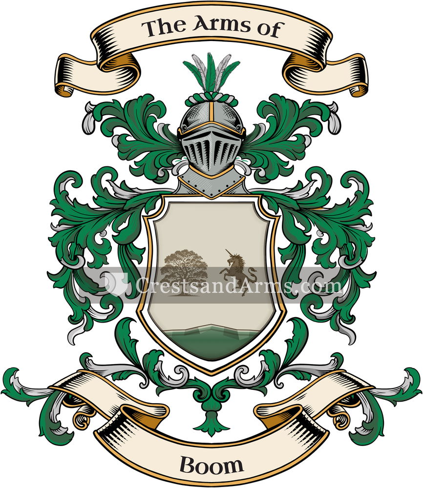 The Boom coat of arms, drawn from the recorded blazon