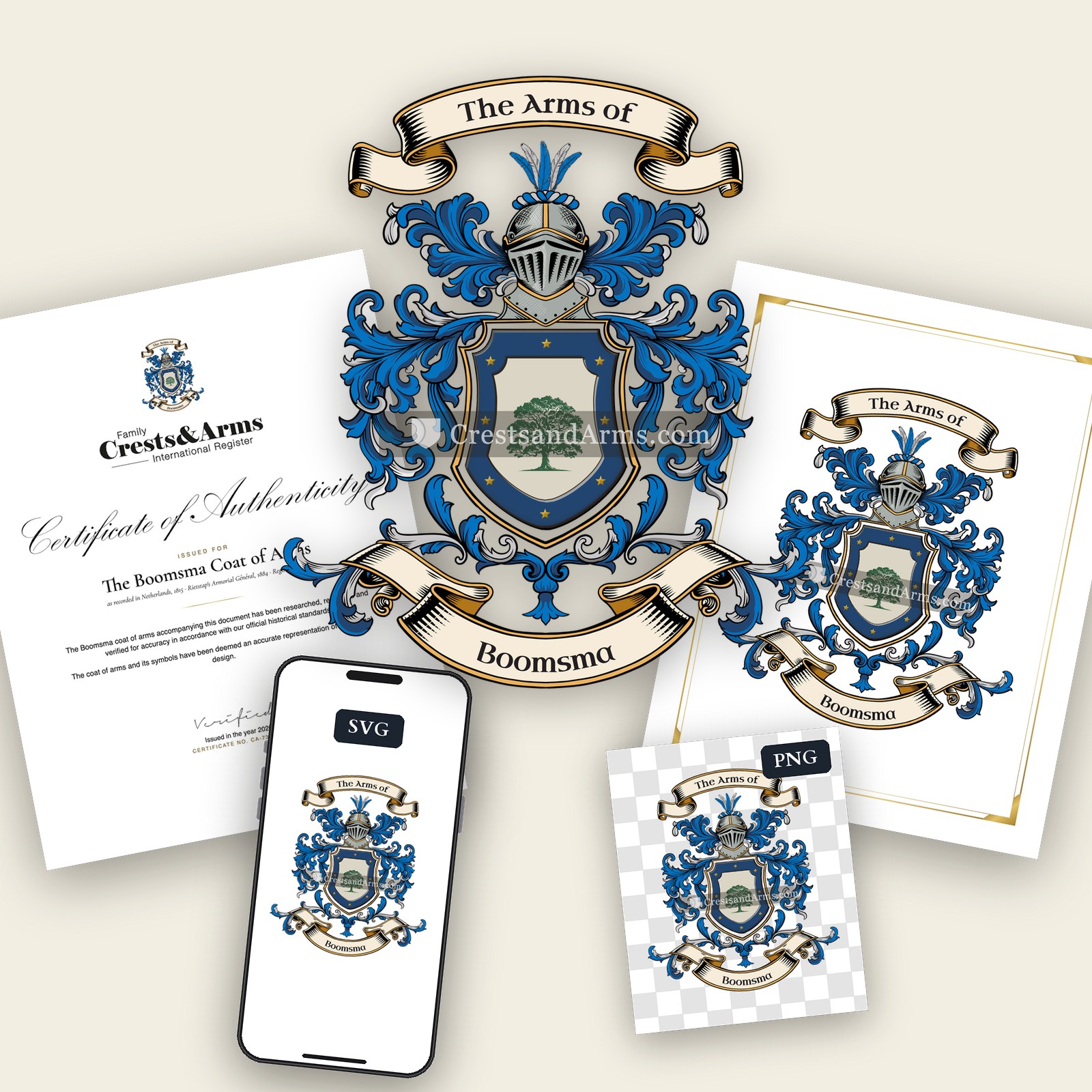 The Boomsma arms on the coat of arms — digital pack